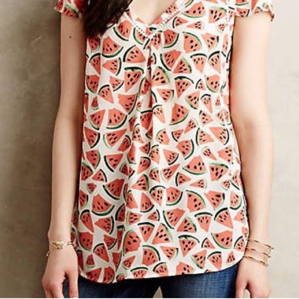Maeve Picnic Days Watermelon Blouse Shirt Size 8